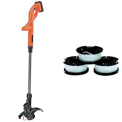 BLACK+DECKER Coupe-Bordures Electrique 18V, 25 cm, Batterie 2 Ah, Télescopique, Pivotant, 3 Bobines de Rechange, 3 x 10 m de Fil en Nylon, Fil de ⌀1,5 mm