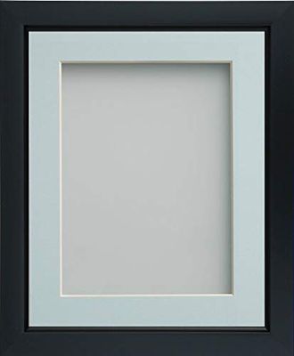 Frame Company Ainsworth Range Black 16x12 inch Picture Photo Frame with Light Blue Mount for Image 13x9 inch * Choice of Sizes* Fitted with Real Glass