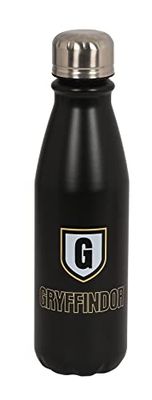 HARRY POTTER Borraccia in metallo per acqua, bottiglia d'acqua, doppio isolamento, comoda e leggera, 500 ml, 6 x 24 cm, colore: nero, Nero, Estándar, Casual