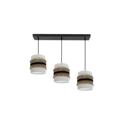 Ciabatta Angola 3xe27 in elegante nero e bianco con finitura in iuta. Dimensioni: 60 x 16 cm, perfetta per dare un tocco moderno e funzionale a qualsiasi spazio.