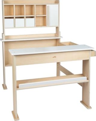 small foot Träbutik, klassisk butik med 3 lådor och skjutdörr, kreativt rollspel för barn från 3 år 12683