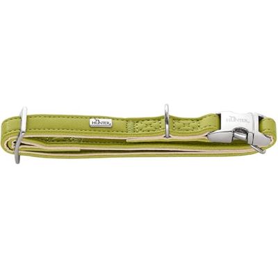 HUNTER Amalfi Collier pour chien avec fermoir en aluminium, couleur : vert, cuir synthétique aspect nappa, végétalien, réglable en continu, avec fermeture à fermoir en aluminium, fabriqué en Allemagne