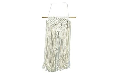 Mimbre Natural Macramé hart, witte macramé hanger met mooi vlechtwerk, ideaal als decoratie voor thuis (1 x 24 x 50)