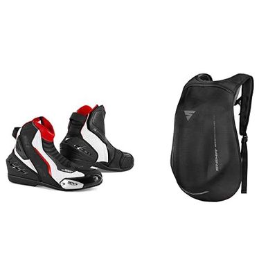 SHIMA SX-6 Men, Bottes Moto Homme | Renforcées, Chaussueres de Motard en Cuir, Support de Cheville, Semelle Antidérapante (Blanc, 43) AYRO Backpack