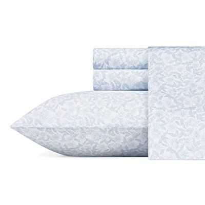 Laura Ashley Home - Lenzuola complete, set di biancheria da letto in morbido cotone rasatello - Elegante, liscio e traspirante Home Decor (blu fiorente, pieno)