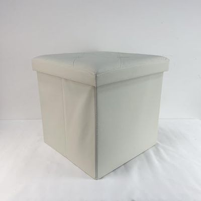 GALILEO Pouf de Rangement Polyvalent, Structure en MDF, revêtement en PVC, Blanc, 38 x 38 x h.38 cm, Sibylle