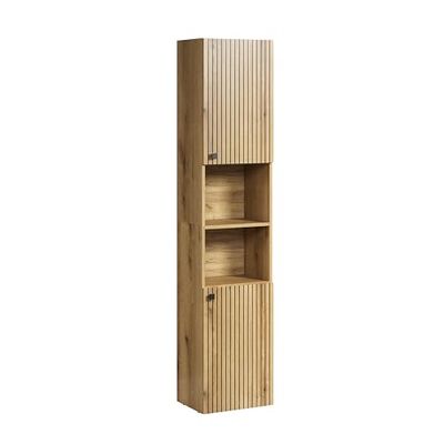 trendteam smart living - Armadio alto - Bagno - PureBliss - Dimensioni di montaggio (L x A x P) 40 x 186 x 31 cm - Colore rovere Evoke con scanalature nere - 233710142