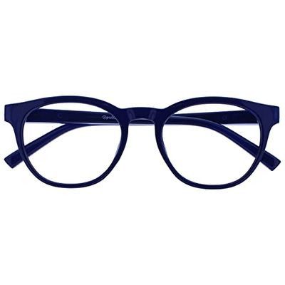 OPULIZE Blu - Occhiali da Lettura Filtro Luce Blu Montatura Tonda Fashion Cerniere a Molla Migliorano il Sonno Gaming Computer Anti Riflesso Blu Uomo Donna B5-3 +3.00