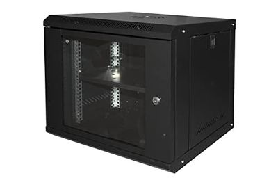 CABINET RACK 19" 9U LINK LIGHT SERIES BLACK COLOR WITH GLASS DOOR (HxDxL) MM 450X400X530 SHELF INCLUDED