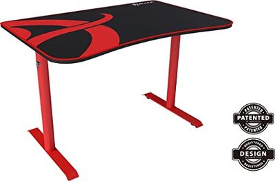 Arozzi Arena Fratello gebogen gaming en bureau met volledig oppervlak waterbestendig bureau mat aangepaste monitor mount kabelbeheer uitgesneden onder het bureau kabelbeheer kabelbeheer netten - rood