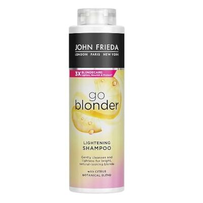 JOHN FRIEDA - Champô Go Blonder 500 ml, champô claro para cabelos loiros, ilumina e clara de forma natural, com citrinos e camomila, todos os tons de cabelo, uso diário