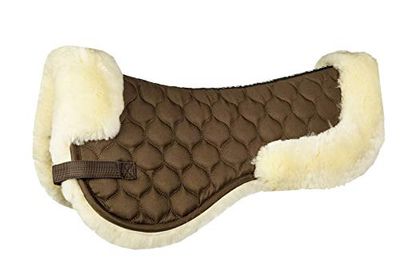 HKM Cojín para silla de montar de piel de cordero auténtica, unisex, Echt-lammfell-sattelkissen, marrón/crema