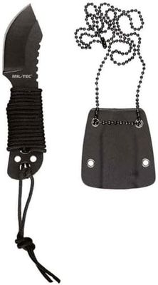 Mil-Tec Unisex - Paracord Neck Knife voor volwassenen, zwart, 10,5 cm