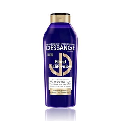 DESSANGE - Shampoing Bleu Nutri-Correcteur Blond Californien - Acide Lactique & Miel De Manuka - Nourrit & Neutralise Les Reflets Jaunes - Cheveux Blonds, Colorés, Décolorés - 280ml