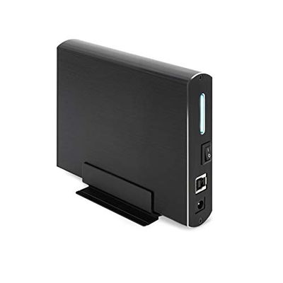 Caja externa para discos duros 3.5" SATA USB 3.0/3.1 Gen1, color negra, ideal para almacenamiento y transferencia de datos rápidos.