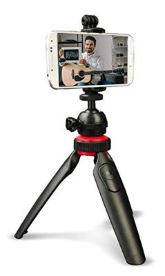 DigiPower TP-ACT5 - Treppiede con telecomando Bluetooth rimovibile, compatibile con telefoni cellulari, action camera e fotocamere DSLR, colore: Nero