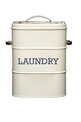KitchenCraft Living Nostalgia Lata de metal para detergente em pó de 3 kg, acessório para caixa de armazenamento de detergente de cozinha/útil, 19 x 16 x 27 cm - creme antigo