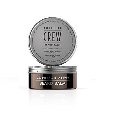 American Crew Beard Balm, Baume à Barbe Homme (60 g), Nourissant et Hydratant, Pour Cheveux Frisés, Formule Professionnelle, Sans Parfum
