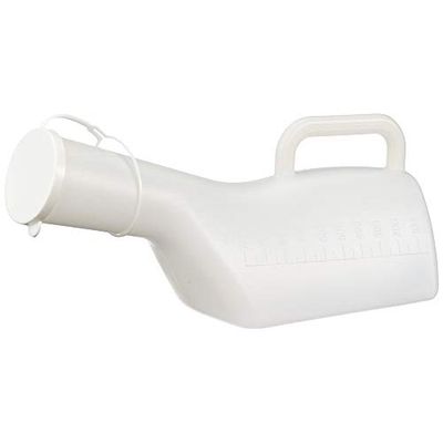 Male Urinal with Clip-On Lid - 1 L, Ideal for Use in Bed, Non-Slip Clip, Lid Reduces Liquid Spillage, Convenient & Easy-to-Use, Can Be Sterilised, Bathroom Safety Aid, Ideal for Bedridden Patients