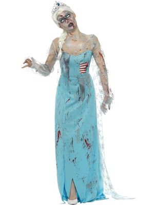 Smiffys Disfraz zombi: Muerta congelada, Azul, con vestido, costillas de látex pegadas y tiara