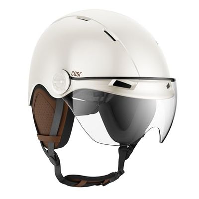 CASR Casco Estilo de protección Crema Talla L, Resistente a los Impactos, Transpirable, Materiales Resistentes y fáciles de Lavar, Accesorios Desmontables, tamaño Ajustable