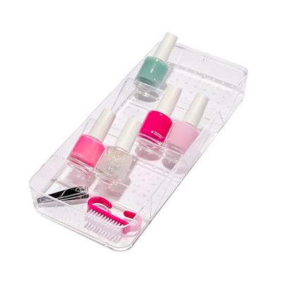 madesmart Small Shallow Tray with Angled Dividers Clear