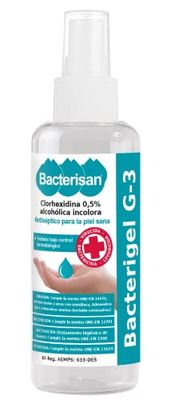 BACTERISAN Bacterigel G-3 60ml, Gel De Manos Desinfectante Autosecante, Antiséptico Para La Piel Sana, Testado Bajo Control Dermatológico Y Pediátrico, Tamaño Bolsillo