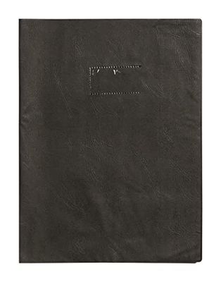 Calligraphe 72207C Un Protège-Cahier Grain Cuir Noir - A4 21x29,7 cm - 22/100ème avec Porte-Étiquette - PVC Opaque