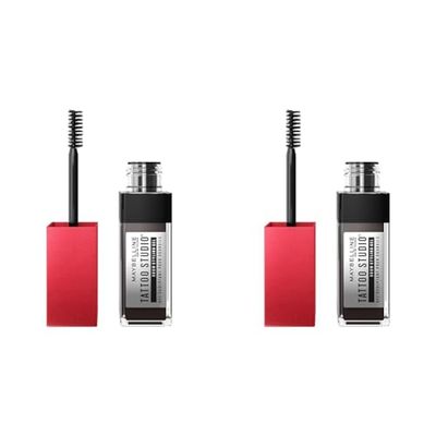 Maybelline Eyebrow Gel Tint, Waterproof and Smudge proof, Long-lasting Peel Off Tint, Semi Permanent Brow Gel, Tattoo Brow 36hr, Medium Brown (Pack of 2)