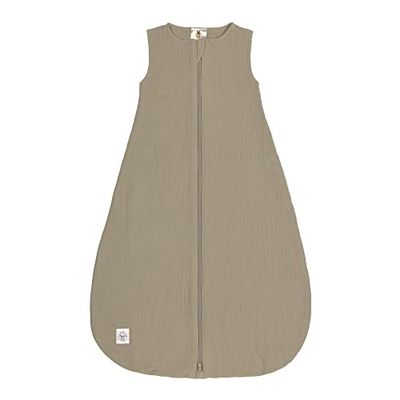 LÄSSIG Babyzomerslaapzak zonder mouwen Muslin katoen GOTS gecertificeerd unisex/Muslin Sleeping Bag olijf, maat 62/68 3-6 maanden