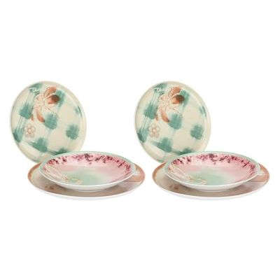 THUN - Bloomia Set of 2 Table Places - Porcelain - Spring Garden Collection - Diameter 21 cm - Diameter 21.5 cm - Diameter 19.5 cm