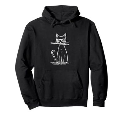 Funny Cat Flute Player With Sunglasses Pullover Hoodie