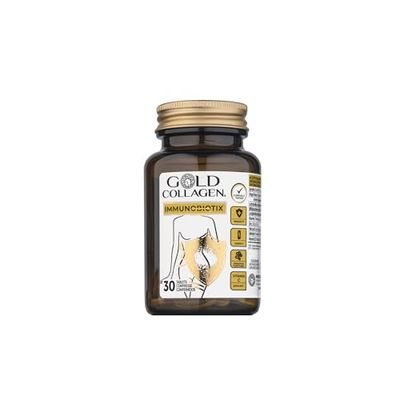 GOLD COLLAGEN Immunobiotix - Immune System Booster for More Energy & Gut Health with Vitamin D C, Folic Acid, Zinc, Spirulina, 3 Billion Biotic Cultures, Vitamins for Tiredness and Fatigue, 30 Tablets