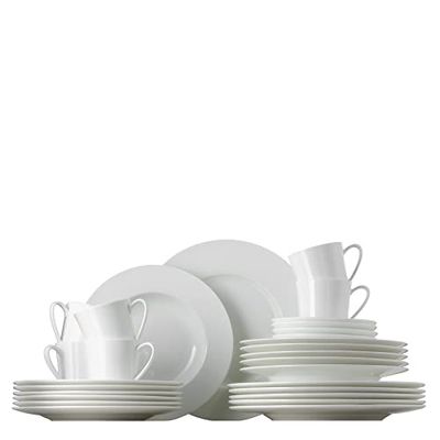 Rosenthal 61040-800001-18743 Jade - Servizio da tavola in Porcellana fine Bone China, 30 Pezzi, Colore: Bianco