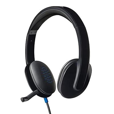 Logitech H540 Cuffie Cablate per Computer, Cuffie Stereo con Microfono Cancellazione di ‎Rumore, USB, Controlli Integrati, Indicatore Luminoso per Audio, PC/Mac/Laptop/Chromebook - Nero