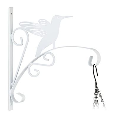 Relaxdays Crochet de Suspension pour Plantes, Oiseau, Montage Mural, Fer, HLP 30x29,5x2 cm, intérieur & extérieur, Blanc
