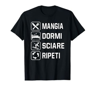 mangia dormire Sciare, Regalo divertente Per gli sciatori Maglietta