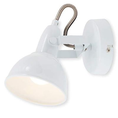 BRILONER - Candeeiro de parede, design industrial/retro, iluminação clássica de sala de estar, E14, máx. 40 W, 15,6 x 10 x 15,6 cm, cor branca, aplique parede interior, candeeiro de parede, aplique