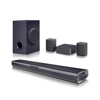 LG SQC4R Barre de Son Intelligente, 220 W, 2.1 canaux, Son Surround Dolby Digital avec Basses puissantes, Large connectivité, HDMI, Bluetooth, USB, entrée Optique et Application Android/iOS, Noir