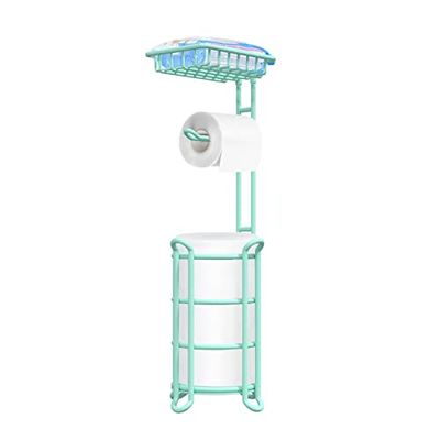 TreeLen Portarrollos de Papel higiénico TreeLen Independiente con Estante, Soporte de Papel para baño con Estante para teléfono/toallitas/Mega Rollos, Color Verde Menta