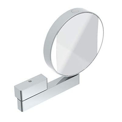 Emco 109506017 Cosmetic Mirror Round Illuminated with Articulated Arm Triple and 7x Magnified Mirror on Both Sides