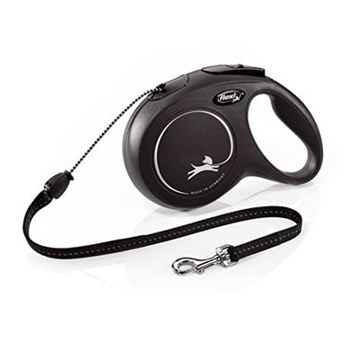 flexi New Classic Cord Black Retractable Dog Lead Medium 20kg - 8m (26ft)