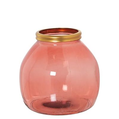 JARRÓN VIDRIO RECICLADO 20 CM ROZE DORADO_° 21X20 CM BOCA: ° 10 CM