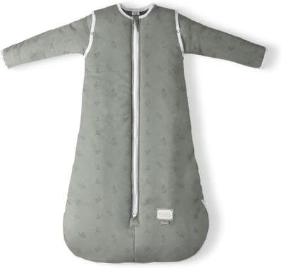 MOOVO by Nuvita 90250 | Slaapzak met voet en opvouwbare sokken, biologisch katoen, OEKO TEX gecertificeerd, TOG 2.5 | Maat: 4 jaar | Sage Green Floral