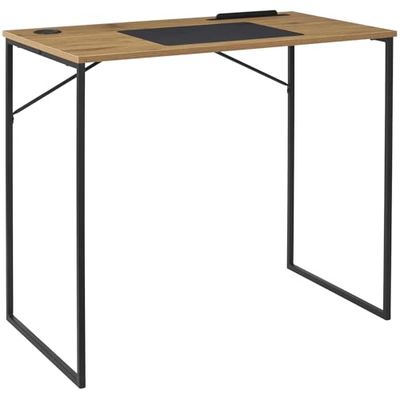 HOME DECO FACTORY, HD0486, Bureau Moderne et élégant avec Espace de Rangement optimisé, Facile à Assembler, Polyvalent pour Travail et Loisirs, Durable, 90x76x50 cm, Noir/Marron