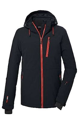 killtec Uomo Giacca da sci/giacca in piumino con cappuccio staccabile con cerniera e ghetta antineve KSW 68 MN SKI QLTD JCKT, black, XL, 39732-000