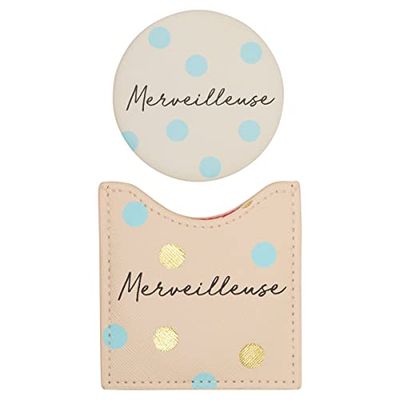 DRAEGER PARIS 1886 - Miroir de Poche Rond avec Étui Protecteur Crème - Accessoire Beauté Compact Idéal pour Sac à Main - Dimensions 8 x 8,5 cm - Message Personnalisé - Cadeau Tendance et Pratique