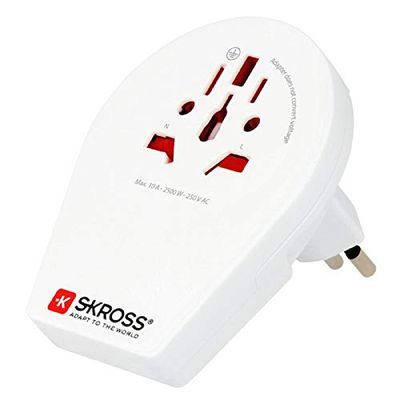 SKROSS | 1.500270 | Adaptateur de Voyage International de Prise Monde (américaine, Anglaise, australienne, Chinoise) vers Suisse, Italie, Brésil et Liechtenstein