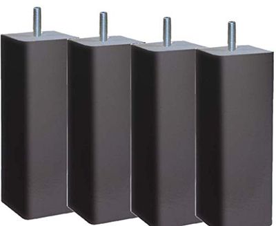 Margot 3700527830315 Carré Lot de 4 Pieds de Sommier, Gris Taupe, Hauteur 17 cm
