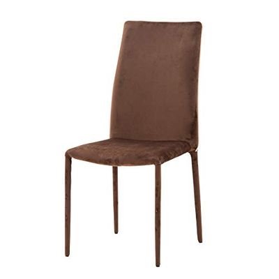 Italian Concept Betty Lot de 4 chaises empilables avec Structure en métal Tubulaire avec Rembourrage en polyuréthane, entièrement recouverte de Velours, Cappuccino, Unique